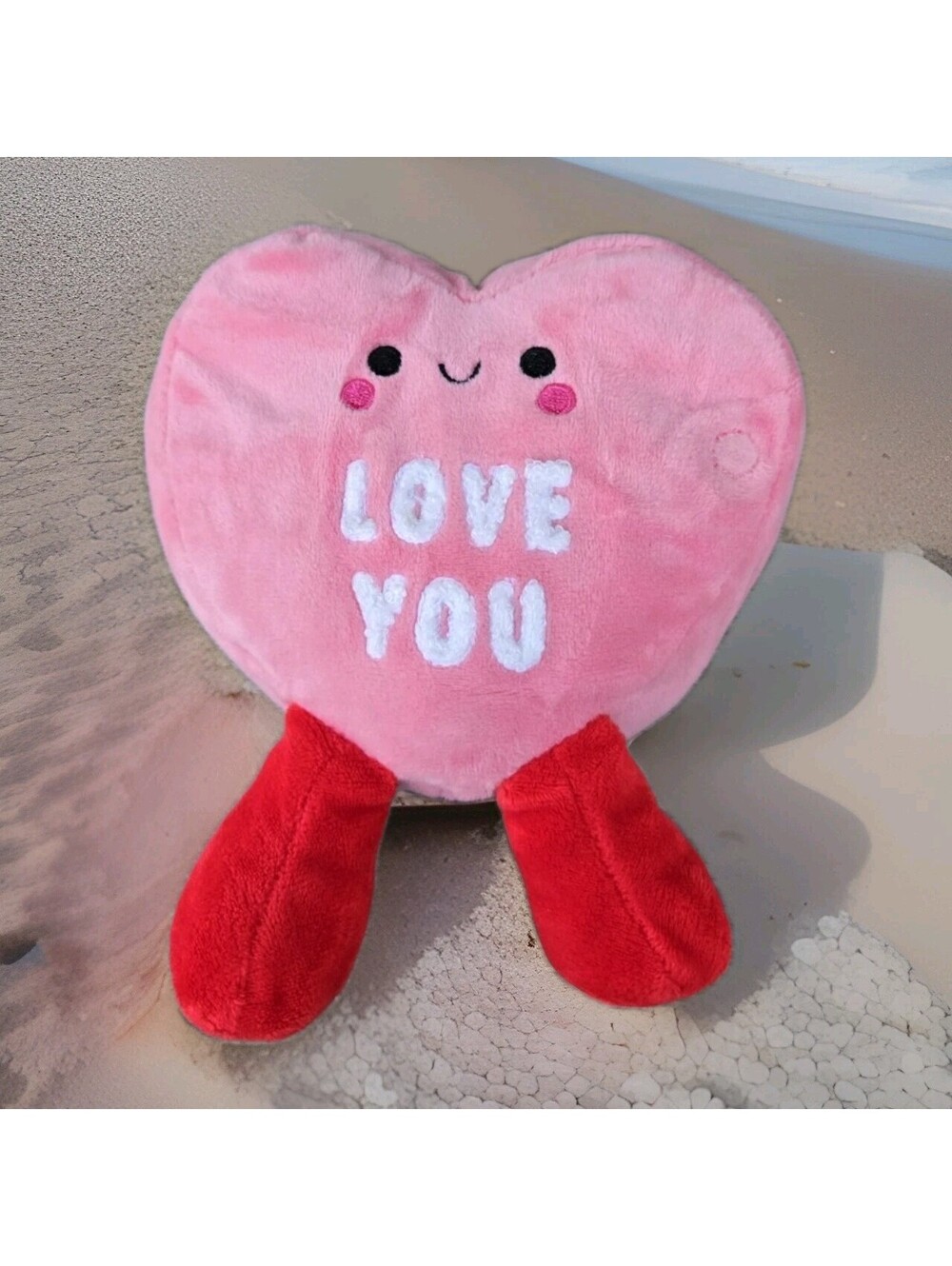 Valentine's Day - 6" Pink Plush Heart with Red Legs - I LOVE YOU